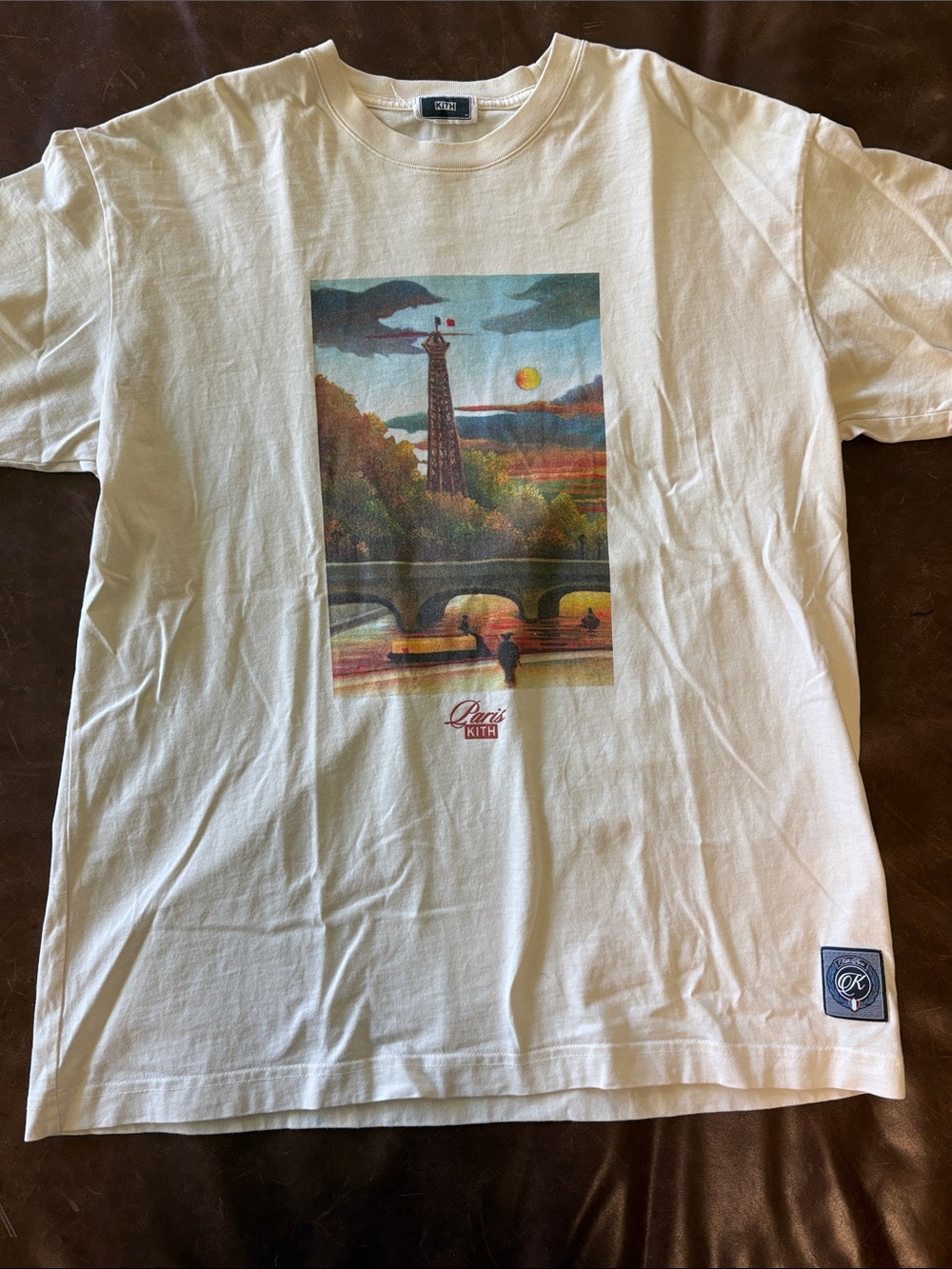 Kith Cream Graphic Paris Scene Short Sleeve Tee